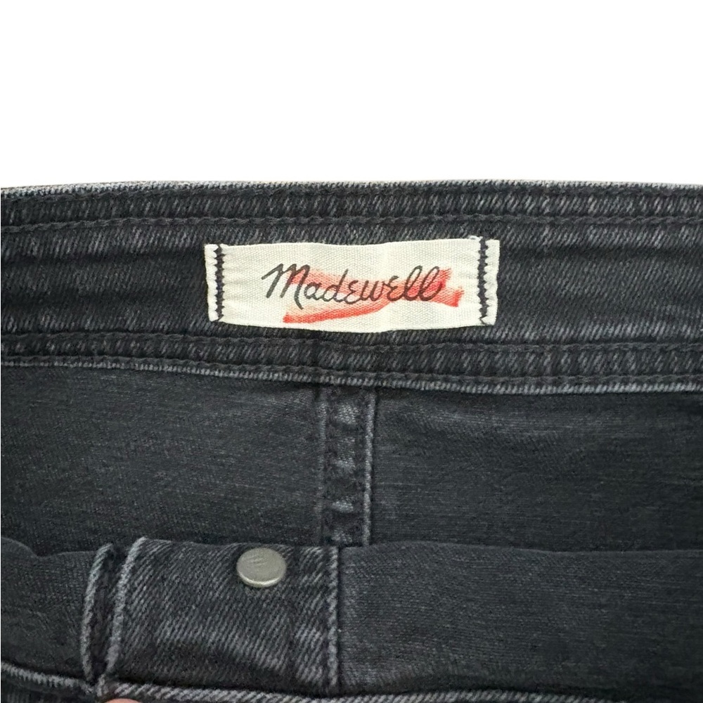 Madewell Stretch Denim A-Line Washed Charcoal Button-Front Mini Skirt - Picture 4 of 6